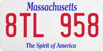 MA license plate 8TL958
