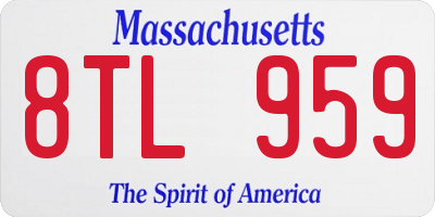 MA license plate 8TL959