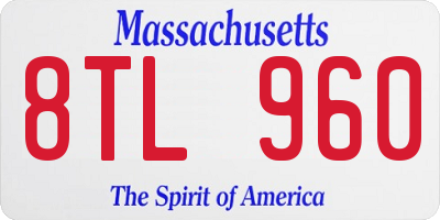 MA license plate 8TL960