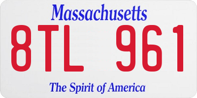 MA license plate 8TL961
