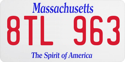 MA license plate 8TL963