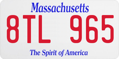 MA license plate 8TL965