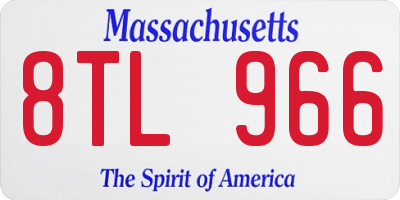 MA license plate 8TL966