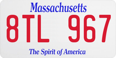 MA license plate 8TL967