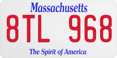 MA license plate 8TL968
