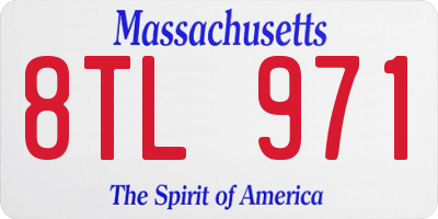 MA license plate 8TL971