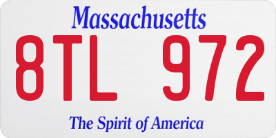 MA license plate 8TL972