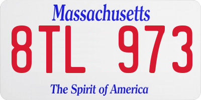 MA license plate 8TL973