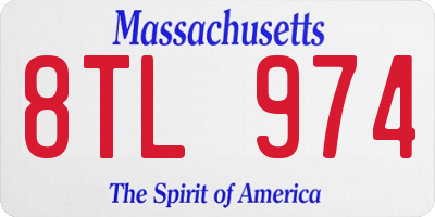 MA license plate 8TL974
