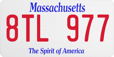 MA license plate 8TL977
