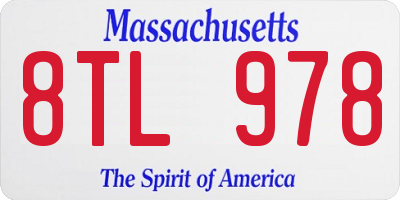 MA license plate 8TL978