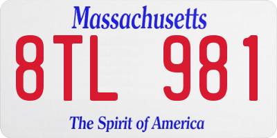 MA license plate 8TL981