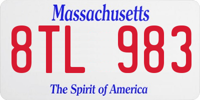 MA license plate 8TL983