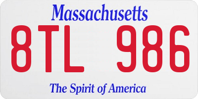 MA license plate 8TL986