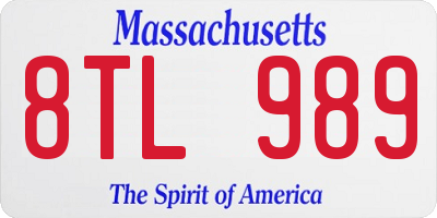 MA license plate 8TL989