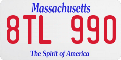 MA license plate 8TL990