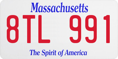 MA license plate 8TL991