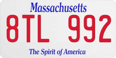 MA license plate 8TL992