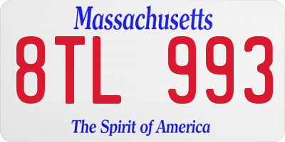 MA license plate 8TL993