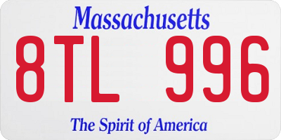 MA license plate 8TL996