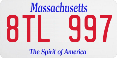 MA license plate 8TL997