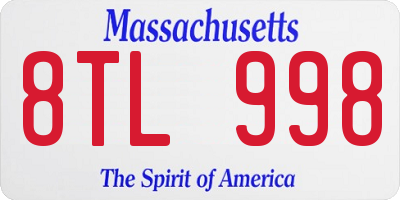 MA license plate 8TL998