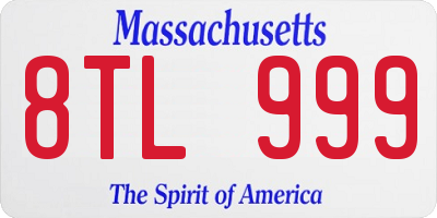 MA license plate 8TL999