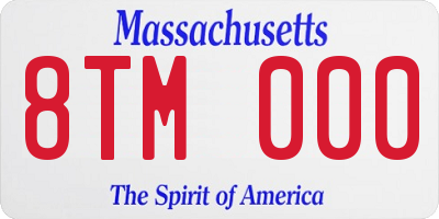 MA license plate 8TM000