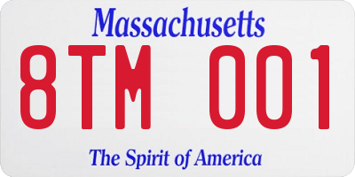 MA license plate 8TM001