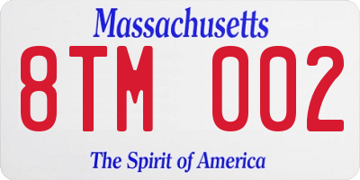 MA license plate 8TM002