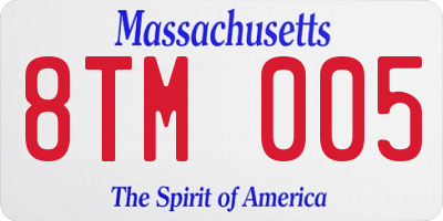 MA license plate 8TM005