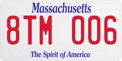 MA license plate 8TM006