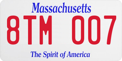 MA license plate 8TM007