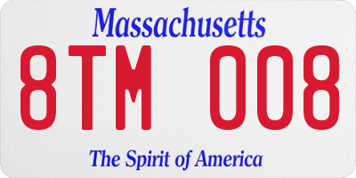MA license plate 8TM008