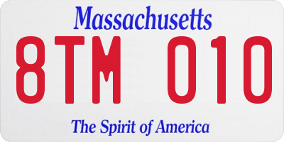 MA license plate 8TM010