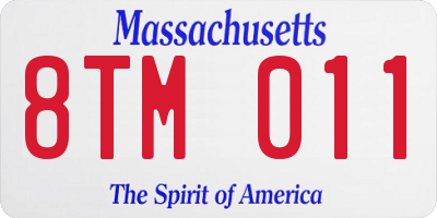 MA license plate 8TM011