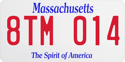 MA license plate 8TM014