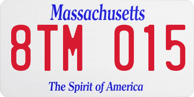 MA license plate 8TM015