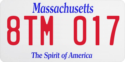 MA license plate 8TM017