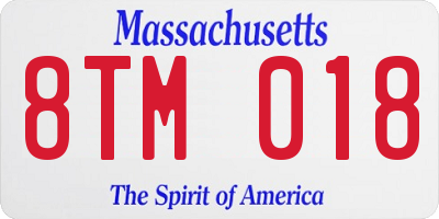 MA license plate 8TM018