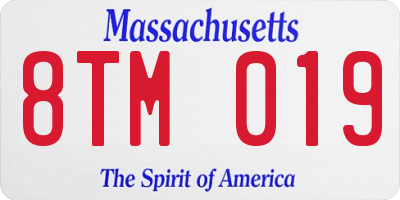 MA license plate 8TM019