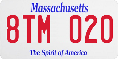MA license plate 8TM020