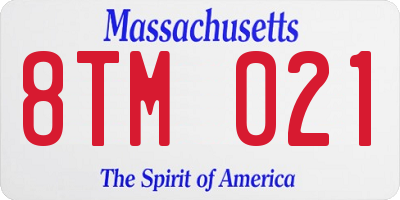 MA license plate 8TM021