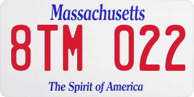 MA license plate 8TM022