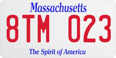 MA license plate 8TM023