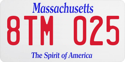 MA license plate 8TM025