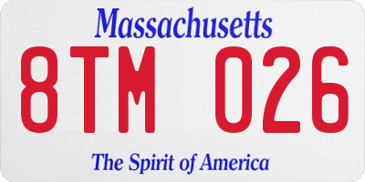 MA license plate 8TM026