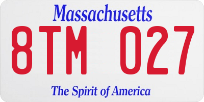MA license plate 8TM027