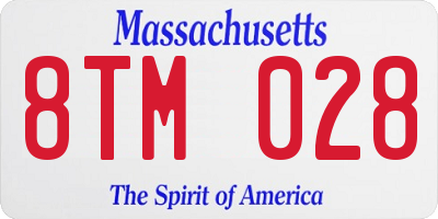 MA license plate 8TM028