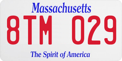 MA license plate 8TM029